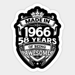 Made In 1966 58 Years Of Being Awesome Sticker